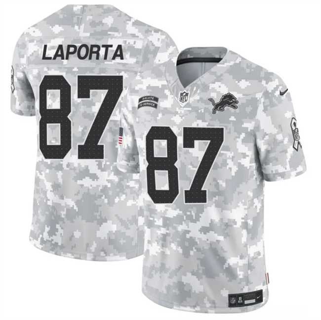 Mens Detroit Lions #87 Sam LaPorta 2024 F.U.S.E Arctic Camo Salute To Service Limited Stitched Football Jersey Dzhi